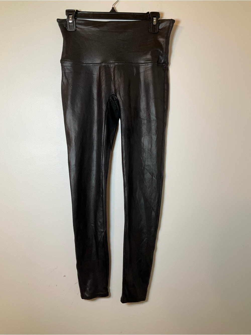 SPANX Faux Leather Black High Rise Leggings XL Shaping Pants